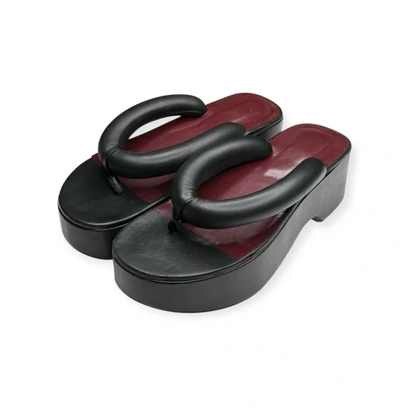 Staud 𒀭Rio Puffy Leather Thong Strap Platform Sandals 𒀭Black 𒀭39 9M - Picture 8 of 16